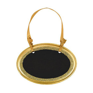 Gold Oval Mini Glitter Chalkboard Sign 2.75in x 4in Decorations - Party Centre