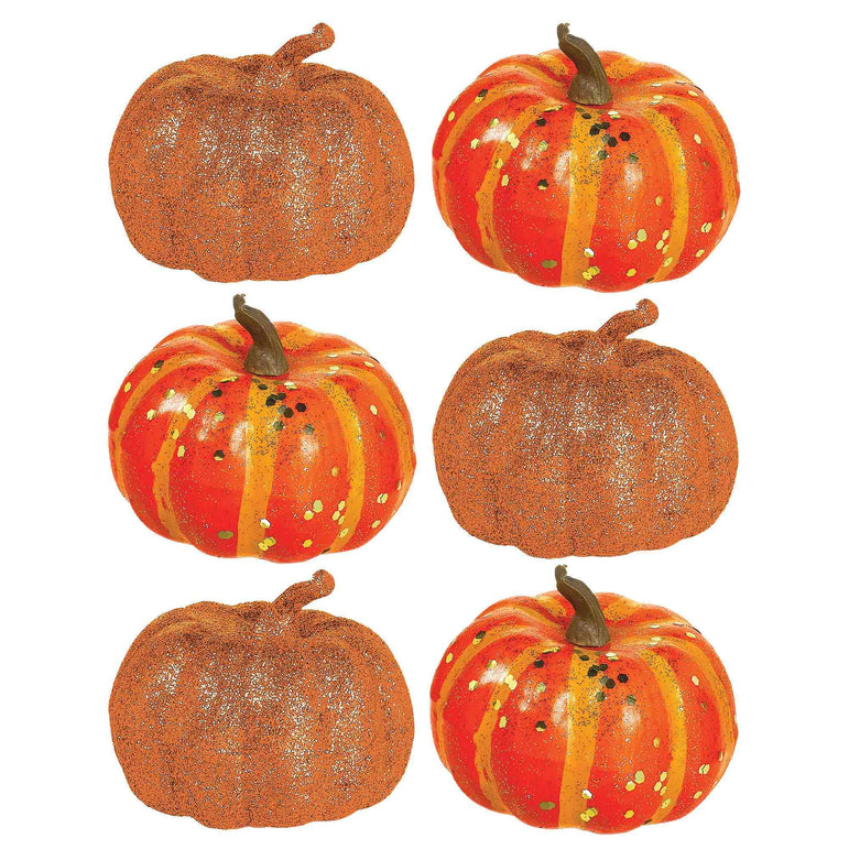 Pumpkin Mini Glitter Foam Bag 6pcs
