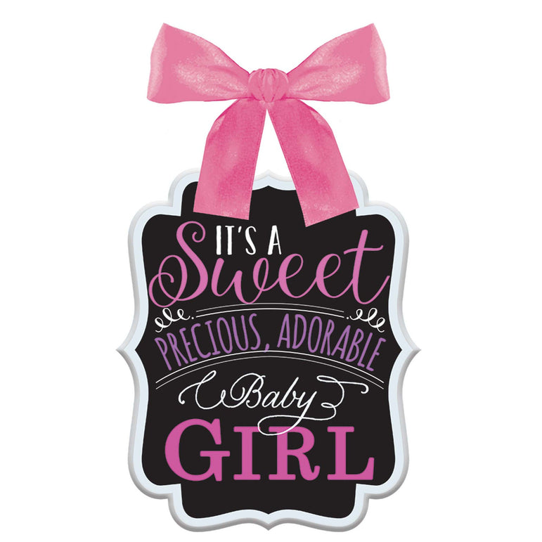 Baby Girl Ribbon Bow Hanger Sign