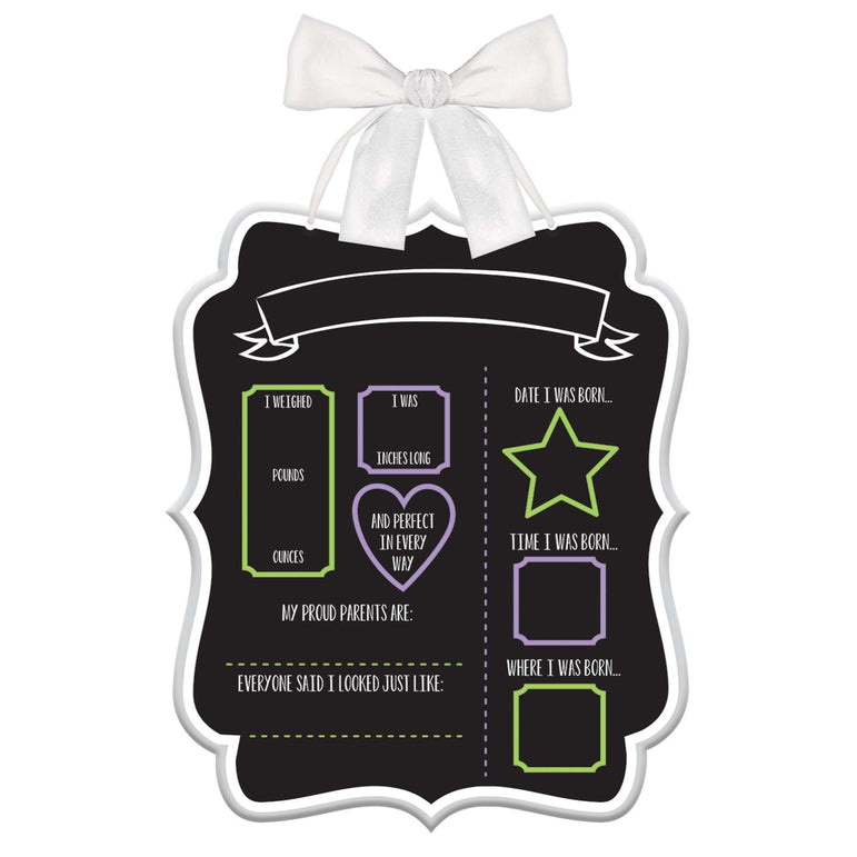 Baby Milestone Baby Shower Sign Ribbon Bow Hanger