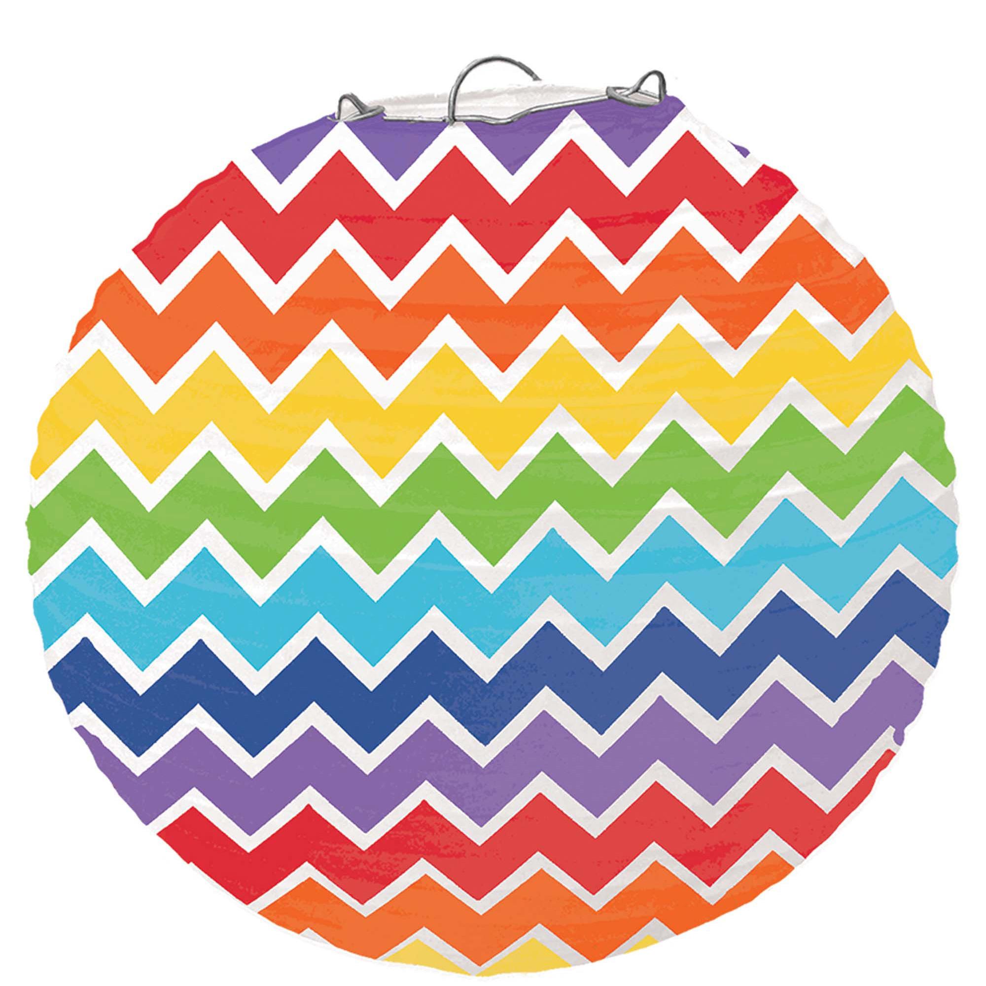 Rainbow Paper Lantern With Metal Frame 15.50in Decorations - Party Centre