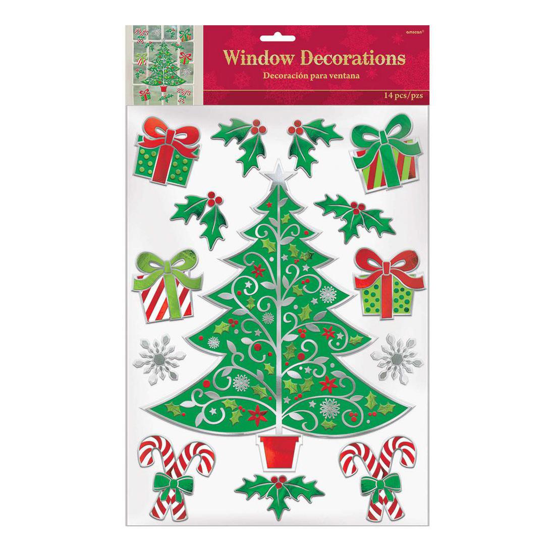 Traditional Christmas Tree Embossed  Window Decoration Decorations - Party Centre