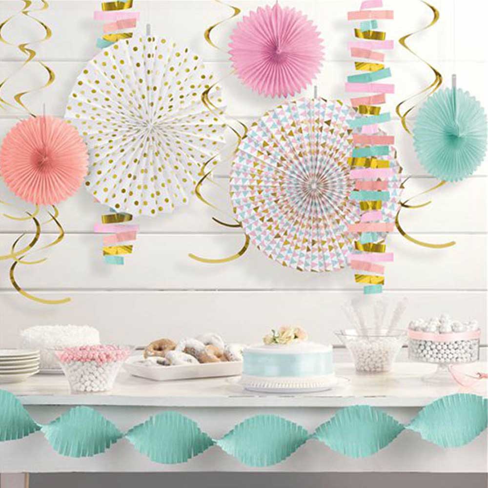 Pastel & Gold Paper & Foil Decorating Kits Decorations - Party Centre