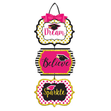 Gold Confetti Grad Sparkle Glitter Sign Decorations - Party Centre