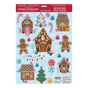 Gingerbread House Vinyl Window Decorations Decorations - Party Centre