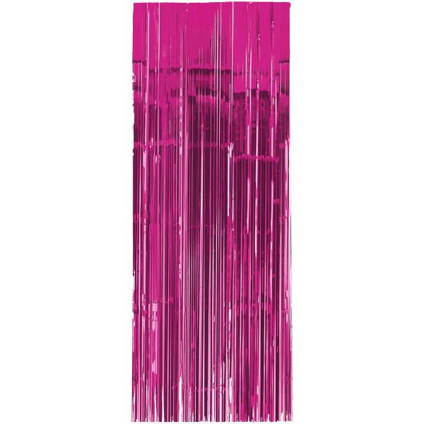 Bright Pink Metallic Curtain 8ft Decorations - Party Centre