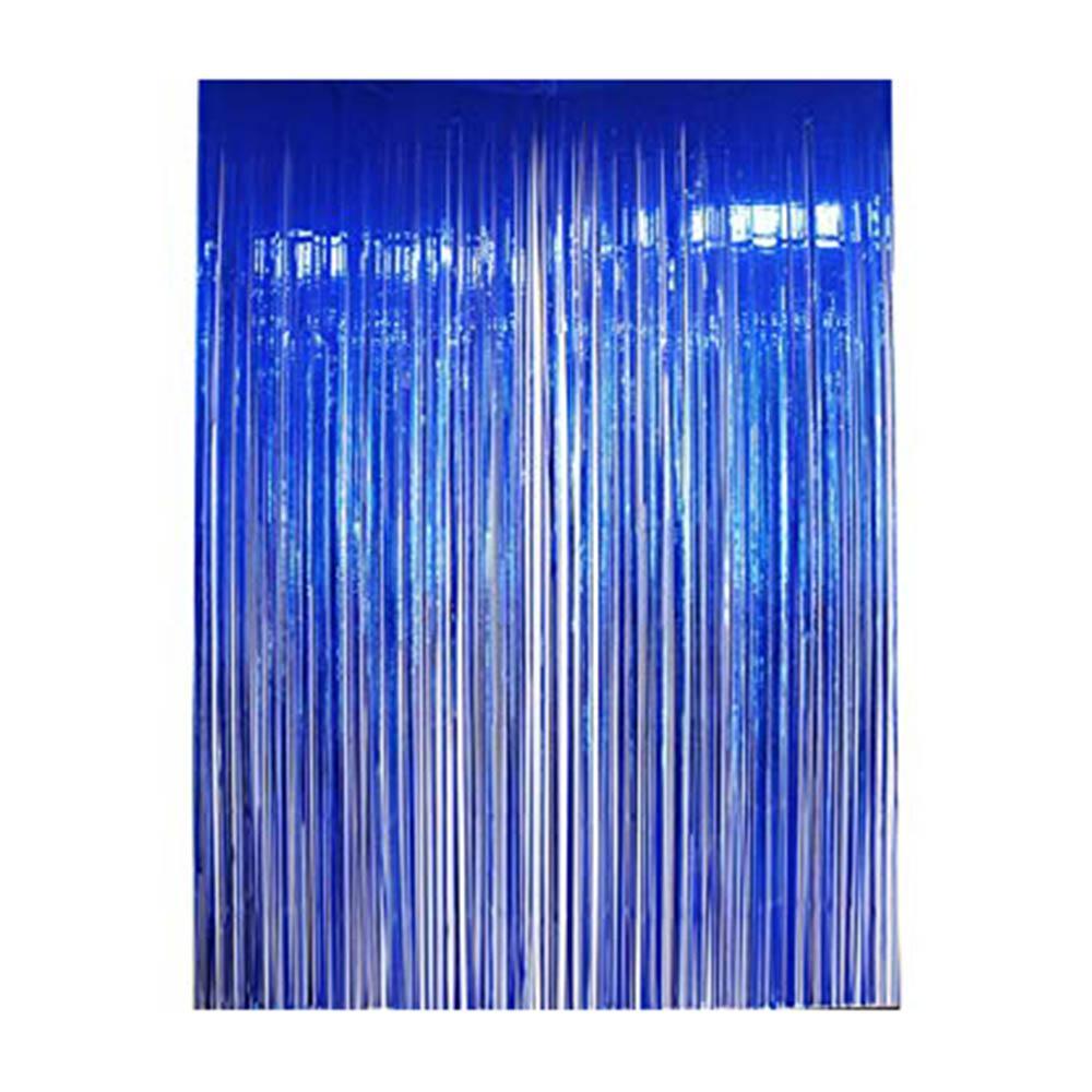 Bright Royal Blue Metallic Curtain 8ft Decorations - Party Centre