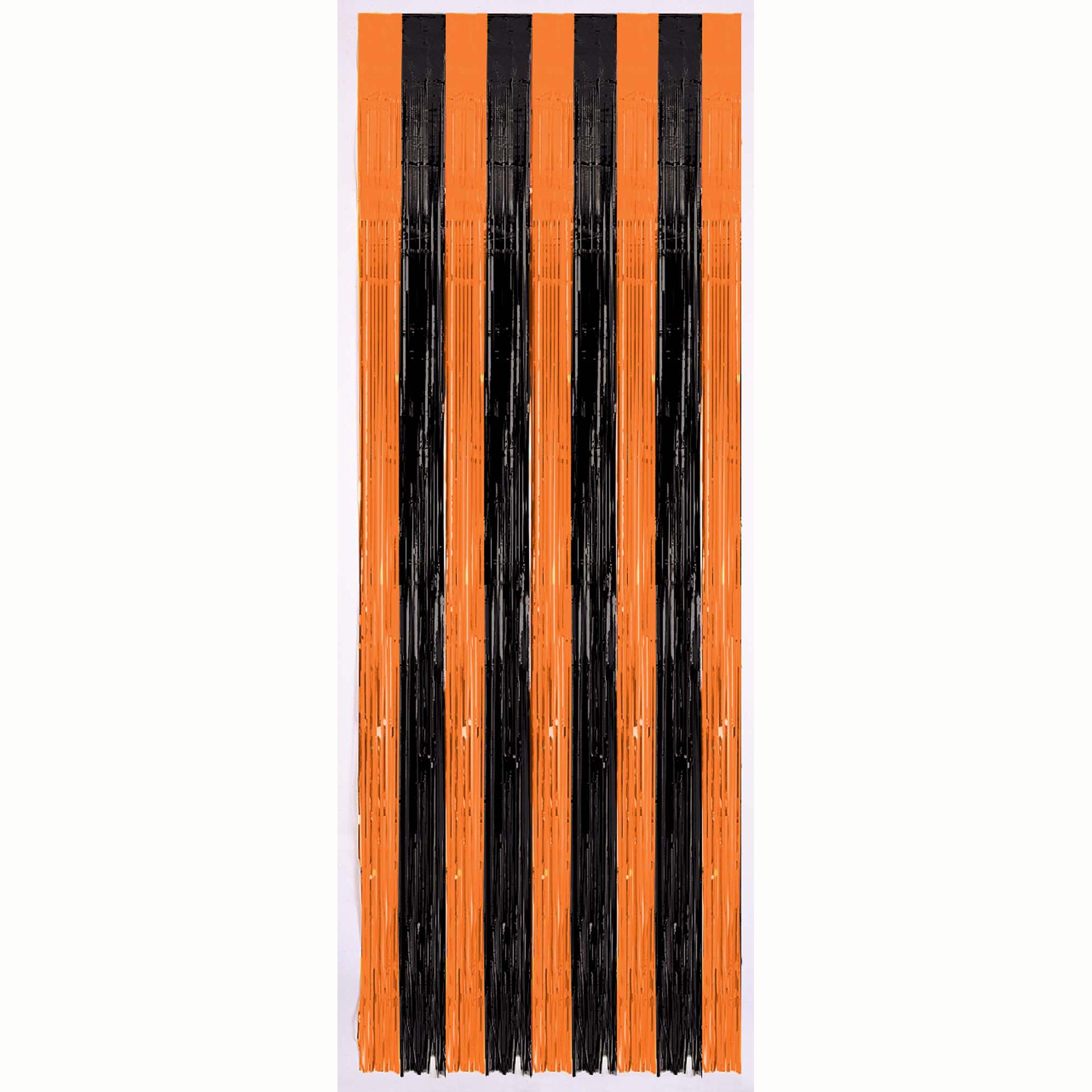 Orange/Black Plastic Door Curtain 8ft Decorations - Party Centre