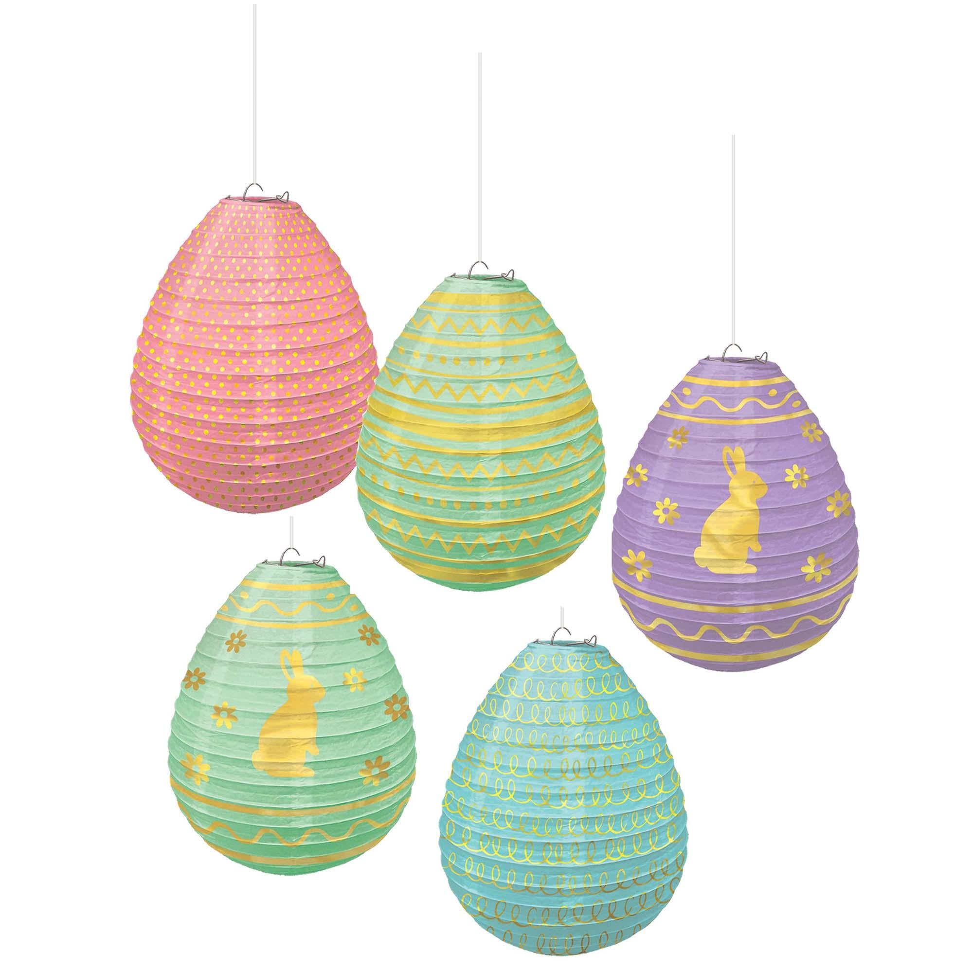 Mini Easter Eggs Hanging Decoration 12cm, 6pcs Decorations - Party Centre
