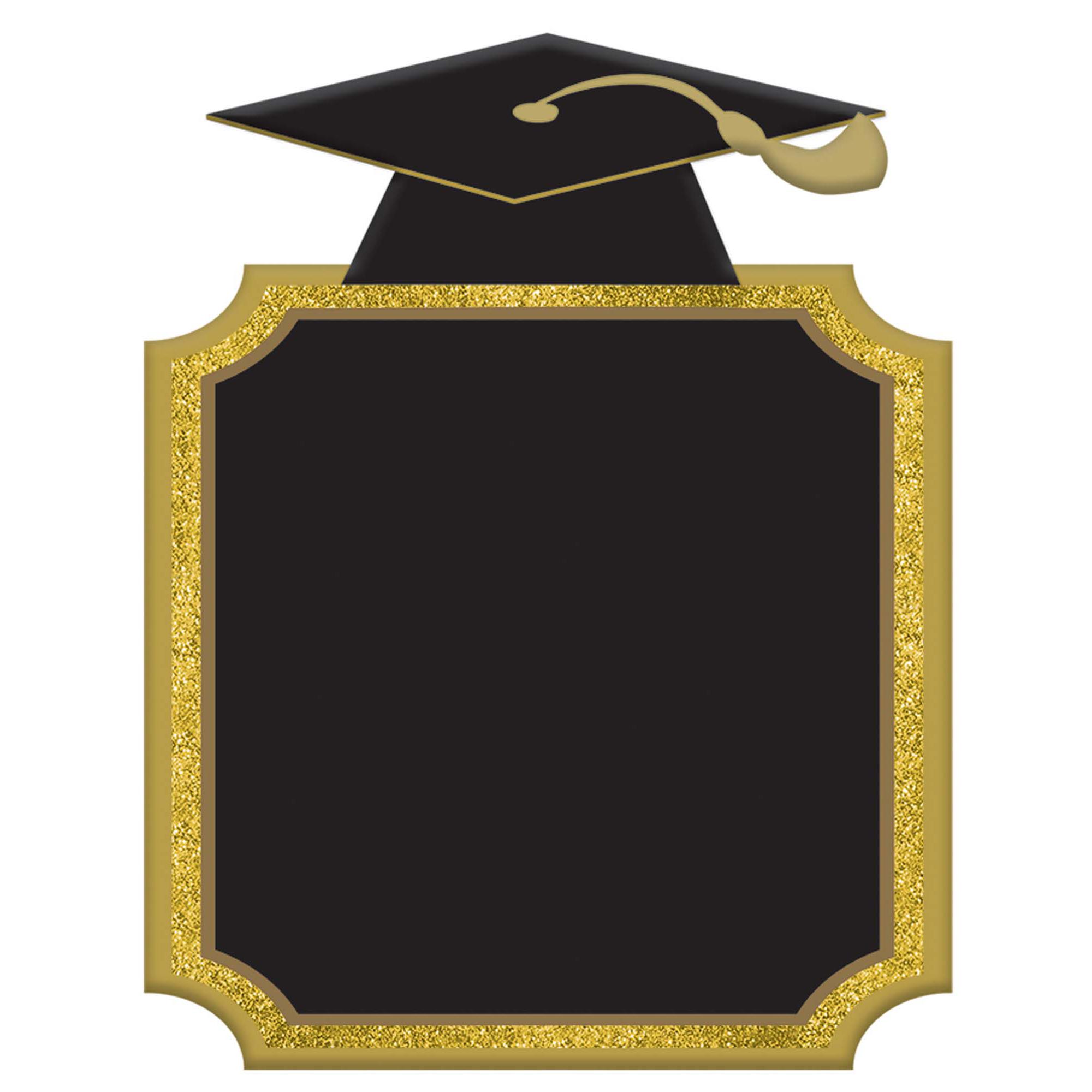 Grad Chalkboard Glitter Sign With Cap Decorations - Party Centre