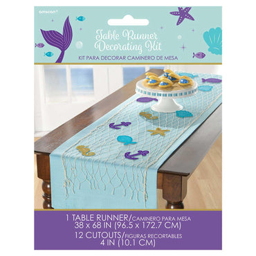 Mermaid Wishes Fishnet Table Runner Printed Tableware - Party Centre