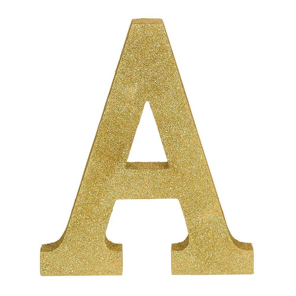Letter A Glitter Wood Table Decoration Decorations - Party Centre