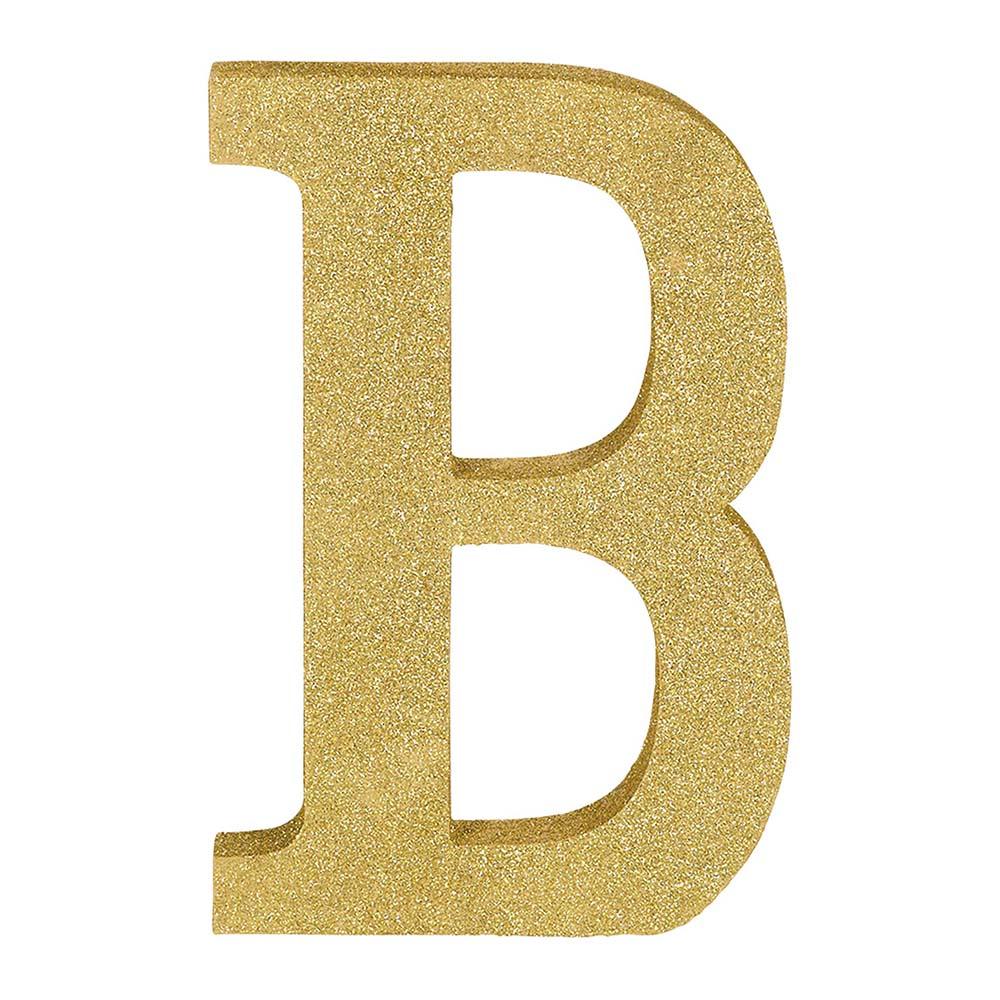 Letter B Glitter Wood Table Decoration Decorations - Party Centre