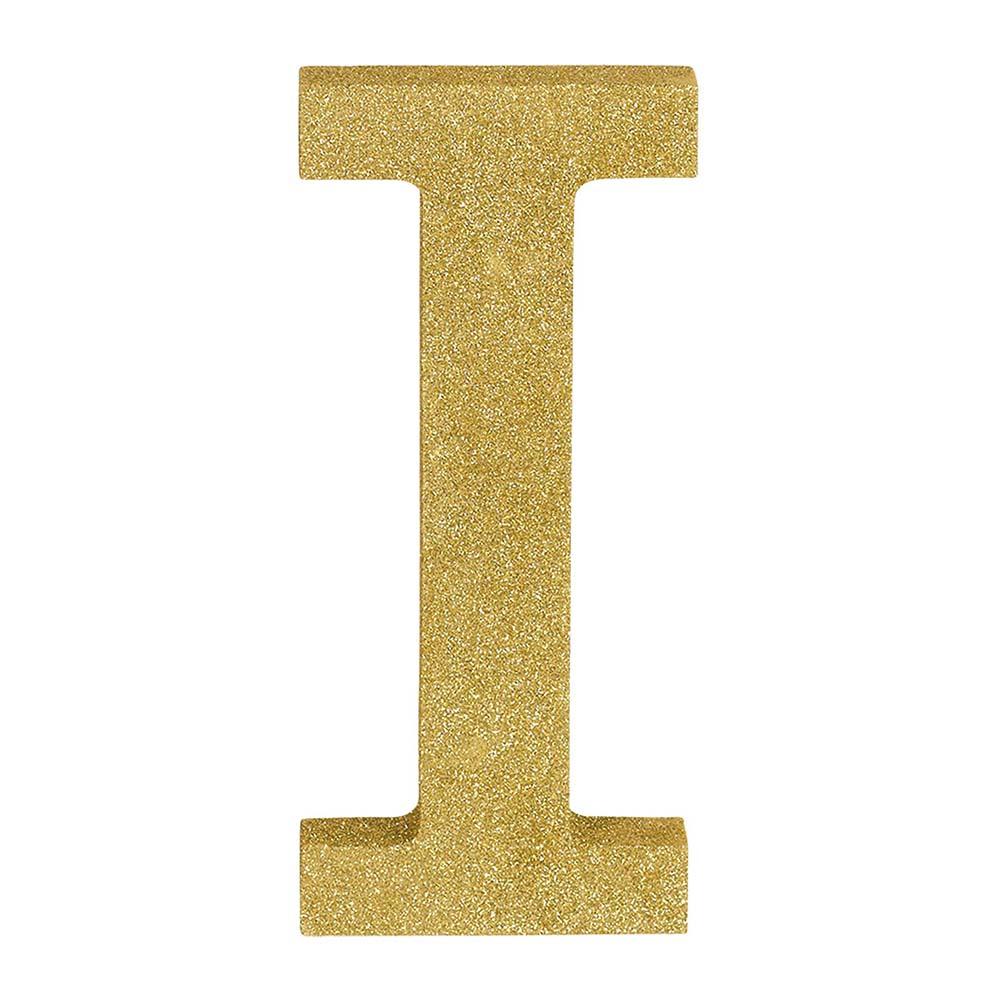 Letter I Glitter Wood Table Decoration Decorations - Party Centre