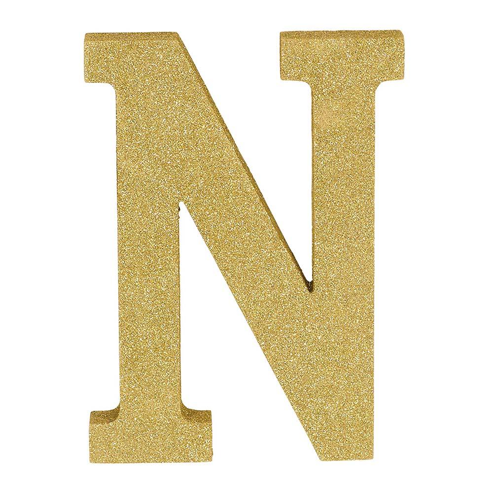 Letter N Glitter Wood Table Decoration Decorations - Party Centre