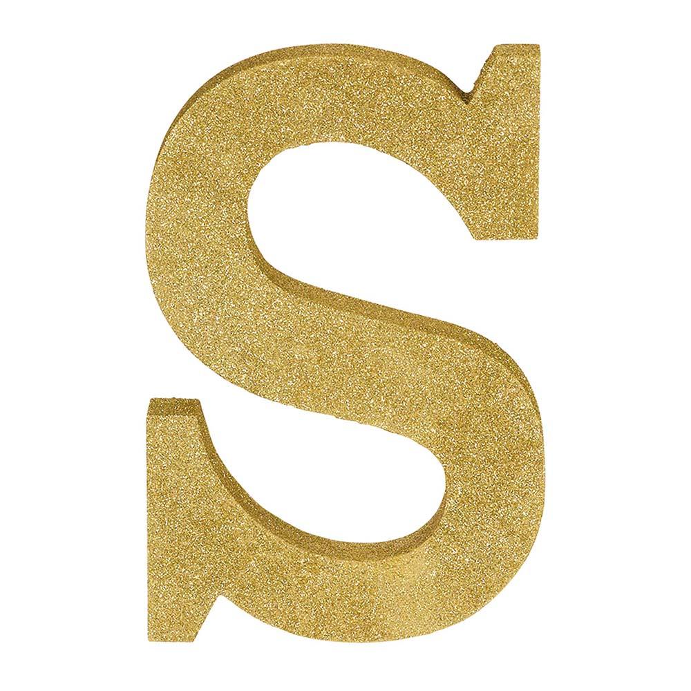Letter S Glitter Wood Table Decoration Decorations - Party Centre