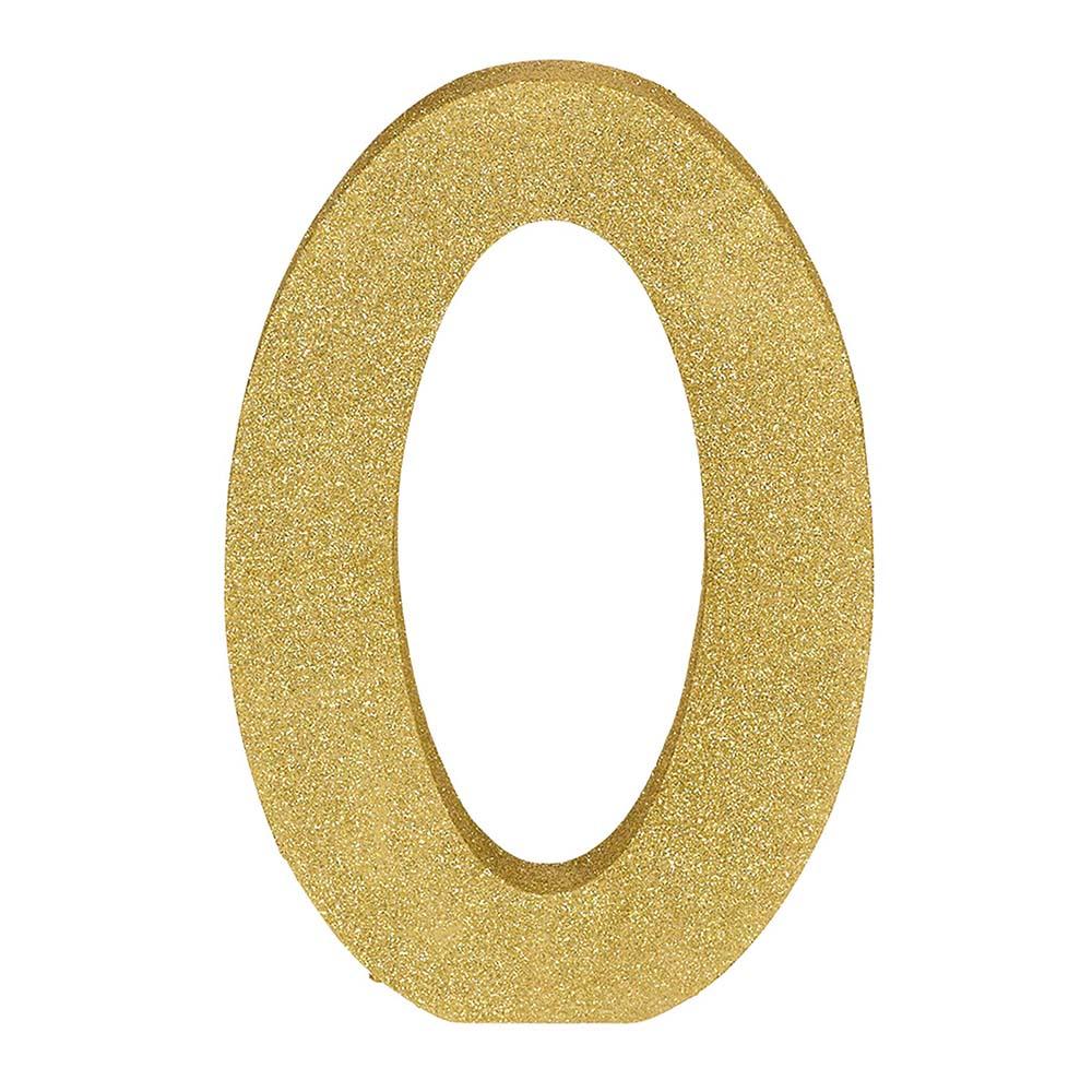Number 0 Glitter Wood Table Decoration Decorations - Party Centre
