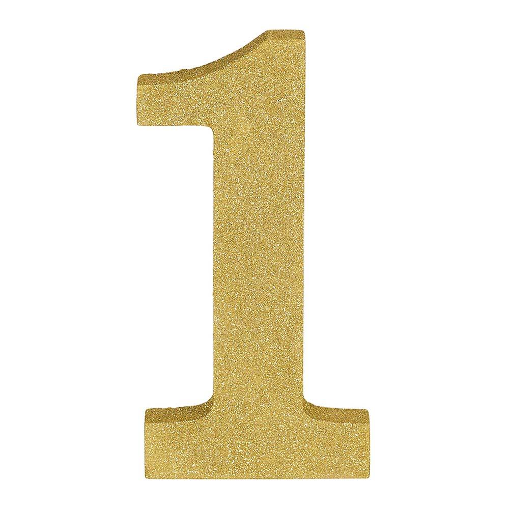 Number 1 Glitter Wood Table Decoration Decorations - Party Centre