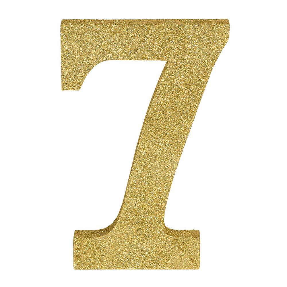 Number 7 Glitter Wood Table Decoration Decorations - Party Centre