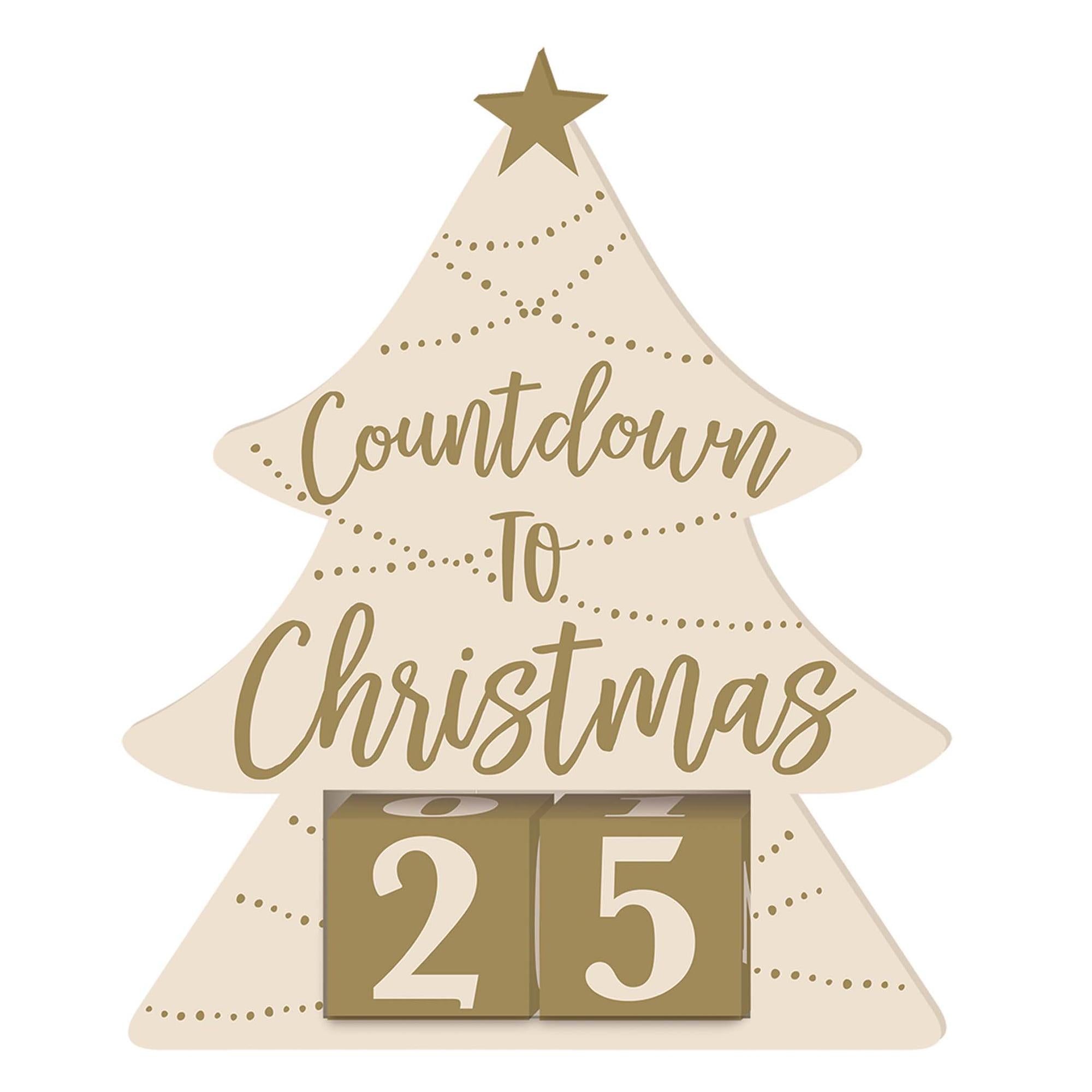 Countdown To Christmas Wooden Base Stand Decorations - Party Centre