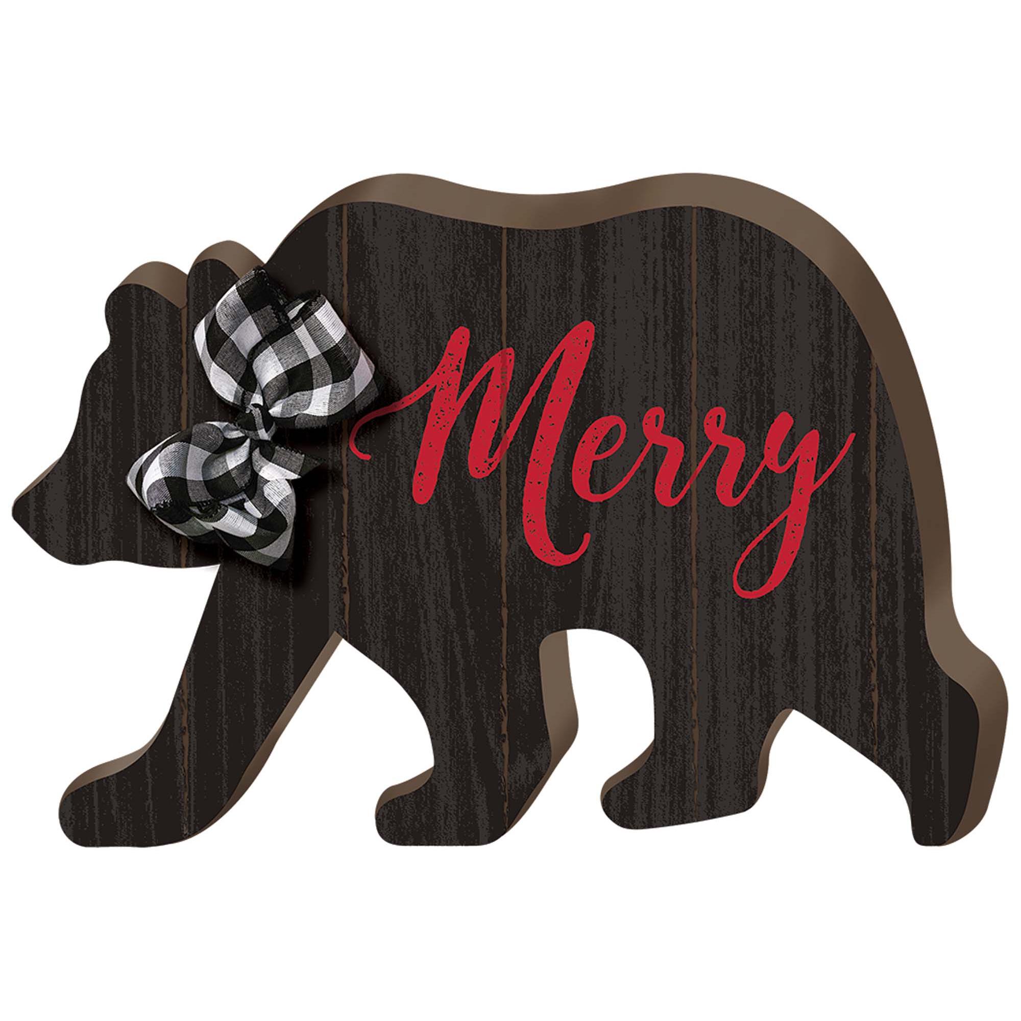 Bear Large Standing Decoration With Fabric Bow Decorations - Party Centre