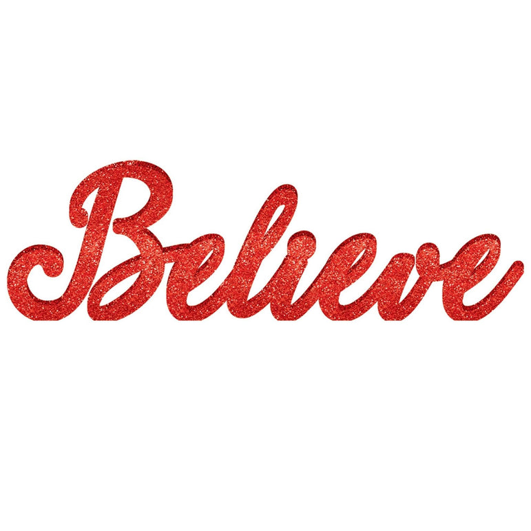 Believe Glitter Standing Decoration Decorations - Party Centre