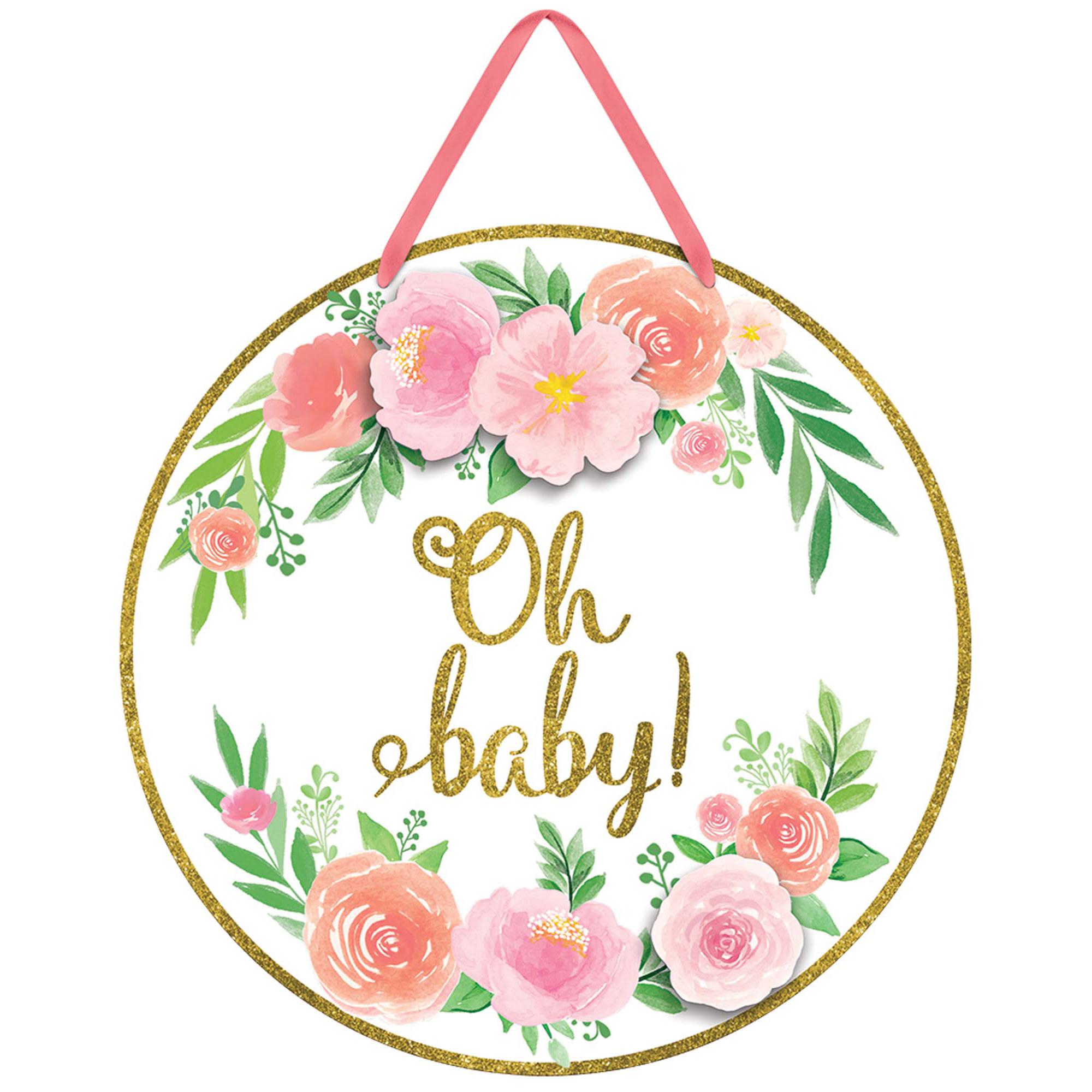Floral Baby Cardboard Sign Decoration Decorations - Party Centre