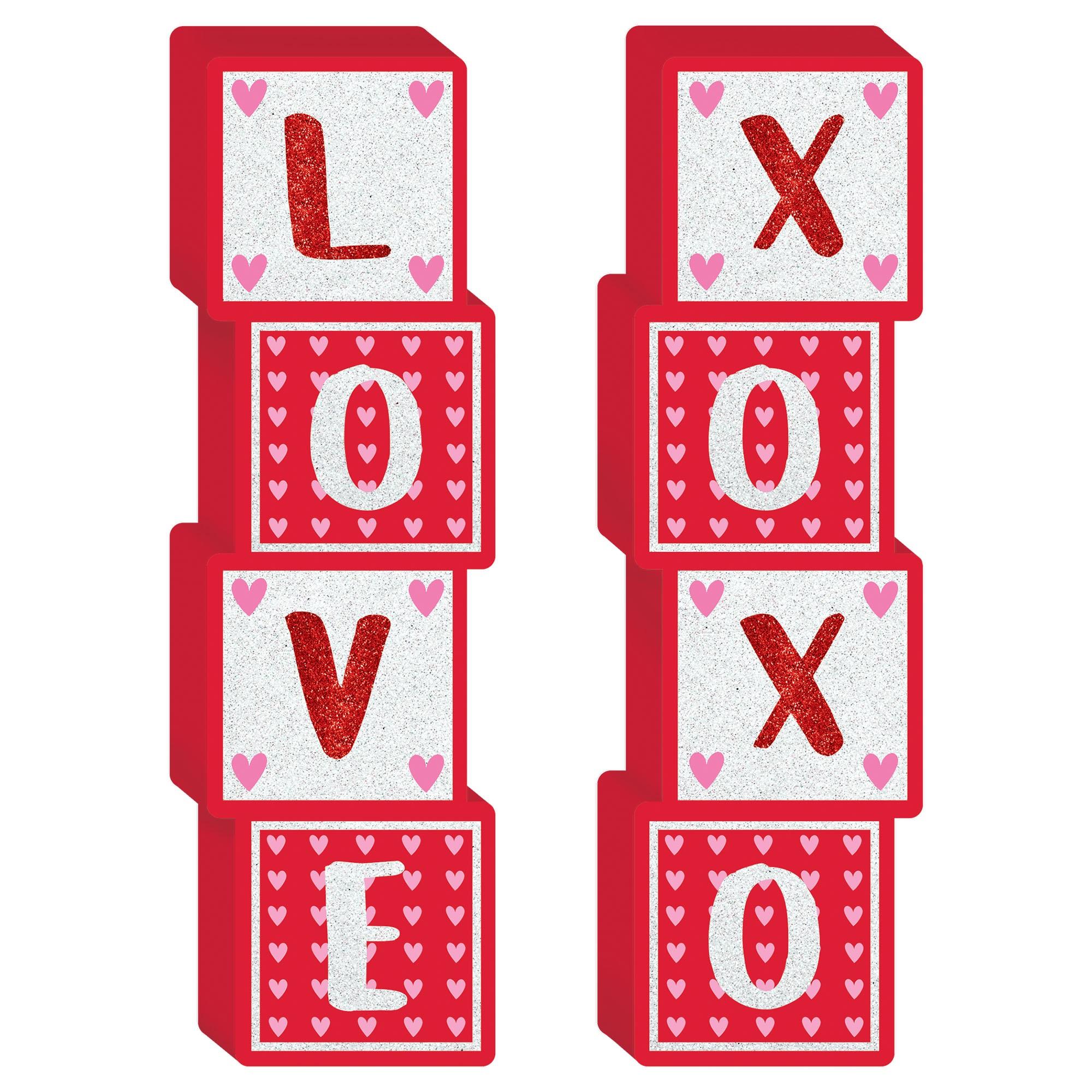 Valentine's Day Tabletop Block Sign Decorations - Party Centre