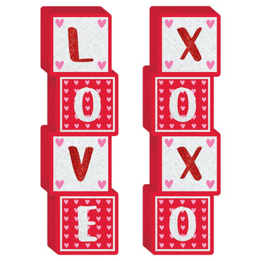 Valentine's Day Tabletop Block Sign Decorations - Party Centre