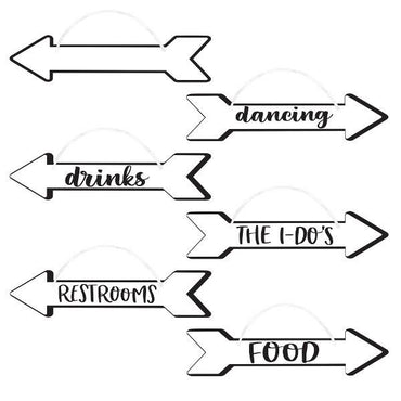 Wedding Directional Hanging Signs 6pcs Decorations - Party Centre