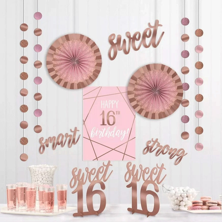 Sixteen Blush Room Decorating Kit Paper w/ Glitter & Foil