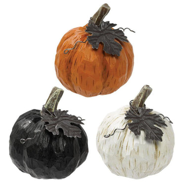 Pumpkins Resin with Galvanized Metal 3pcs Decorations - Party Centre