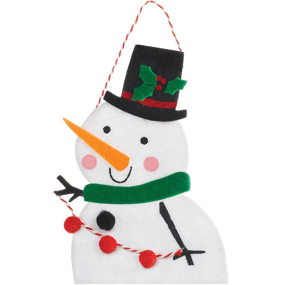 Snowman Felt Ornament 5.50in x 4in Decorations - Party Centre