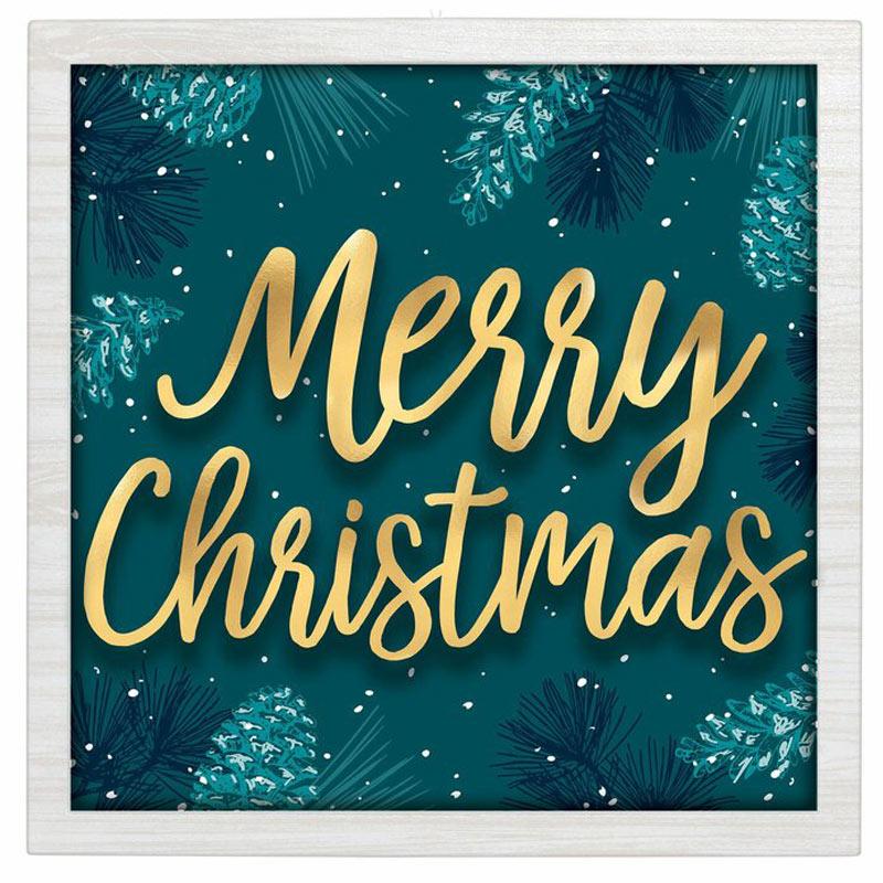Merry Christmas Hanging Sign 12in x 12in Decorations - Party Centre