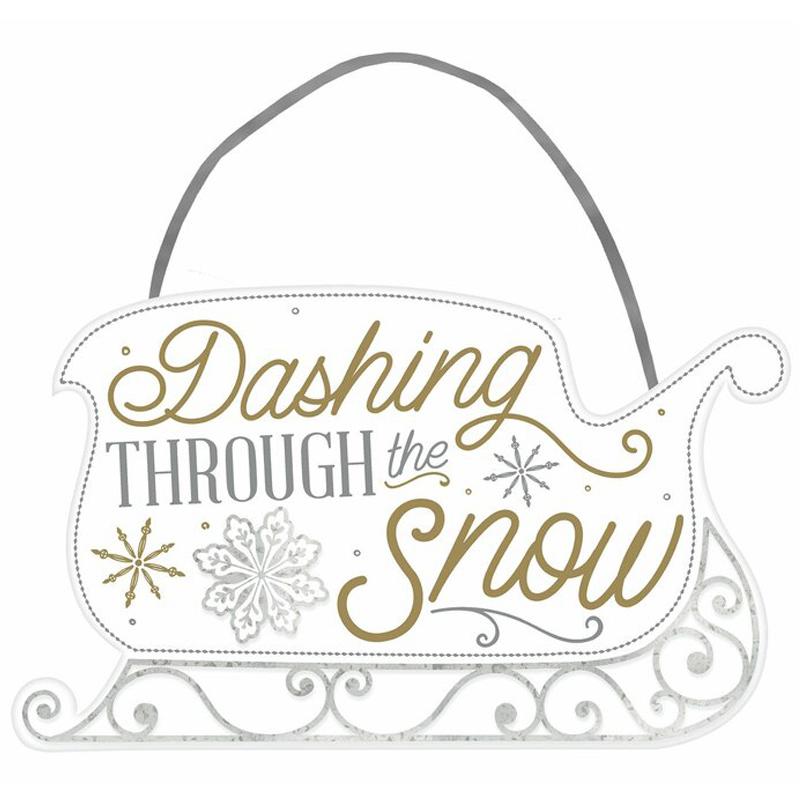 Dashing Through The Snow Sign 7.50in x 12.50in Decorations - Party Centre