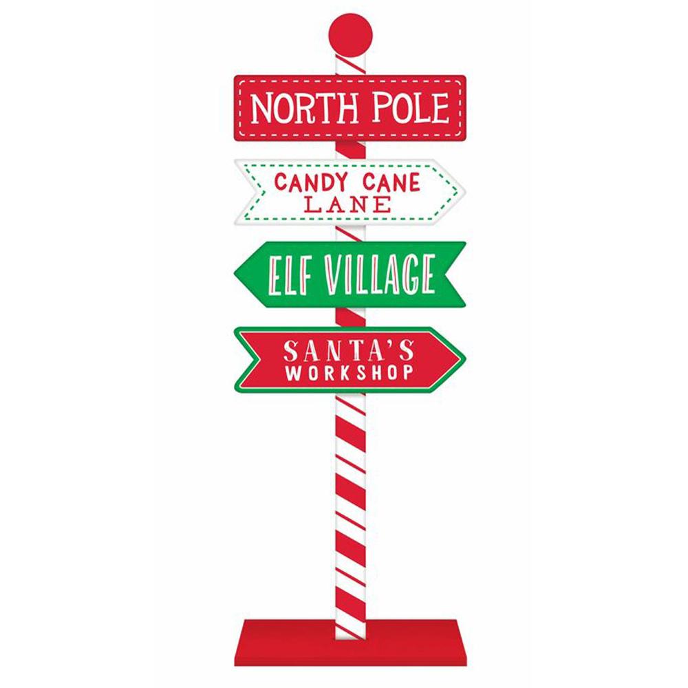 Christmas Directional Standing Sign 28.50in x 10.50in Decorations - Party Centre