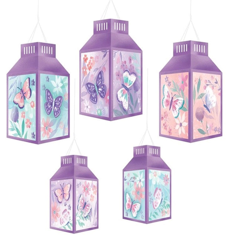 Flutter Lanterns Hot-Stamped Paper Decoration 5pcs
