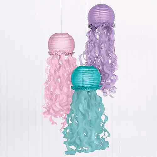 Shimmering Mermaids Jellyfish Paper Lanterns, 3pcs