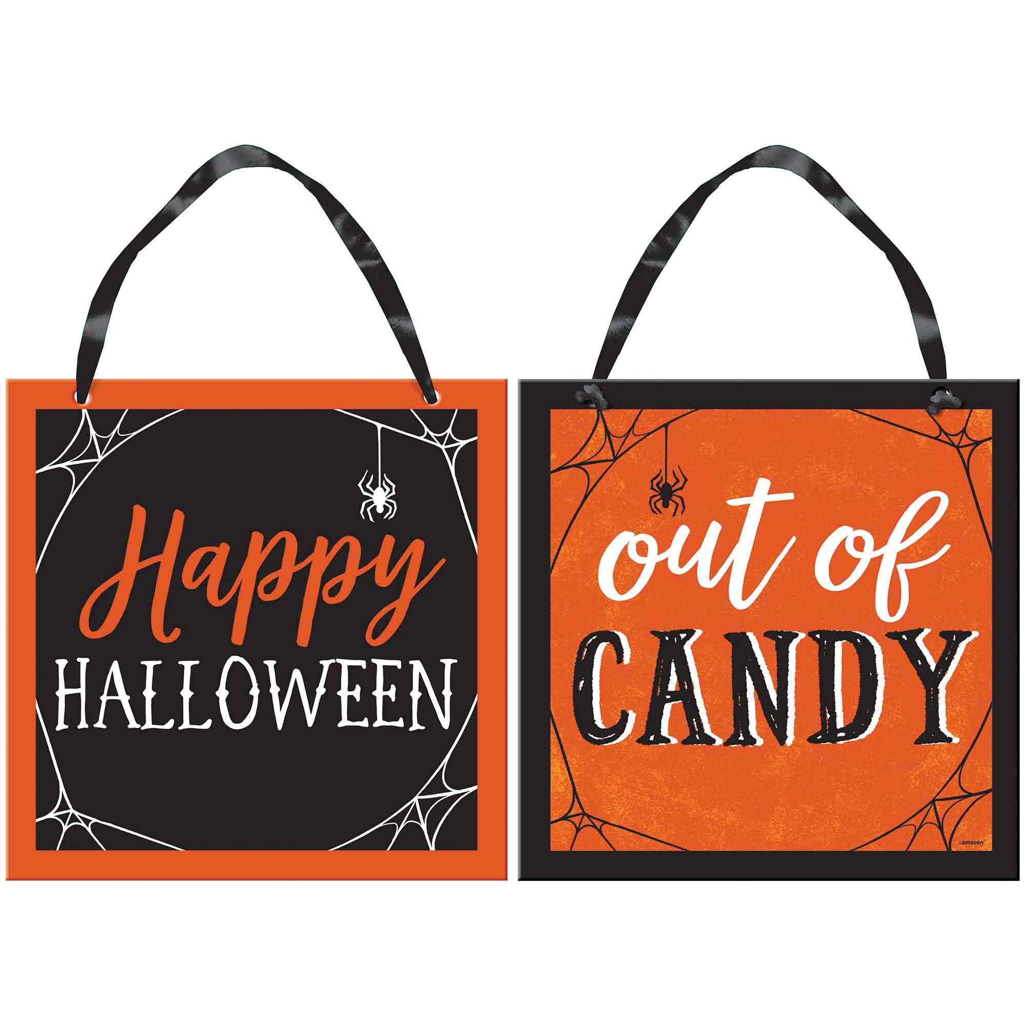 Classic Orange & Black Halloween Candy Reversible Sign