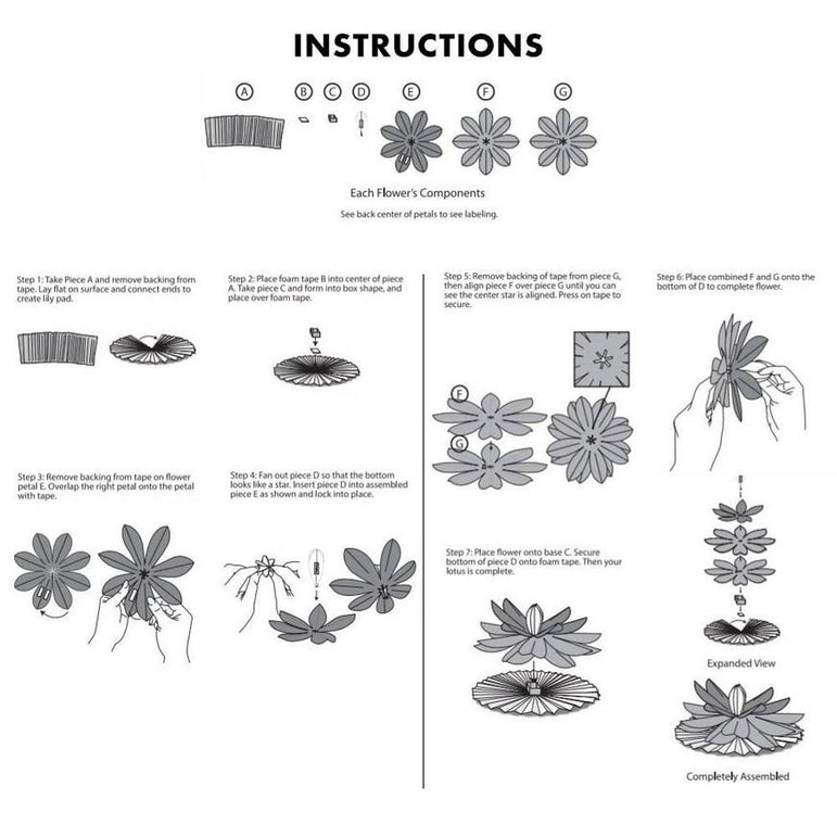 Diwali Paper Lotus Flower Decorations 3pcs