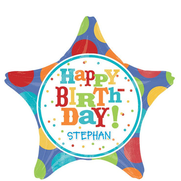 Birthday Fever Fun Star Personalized Balloon 19in Balloons & Streamers - Party Centre