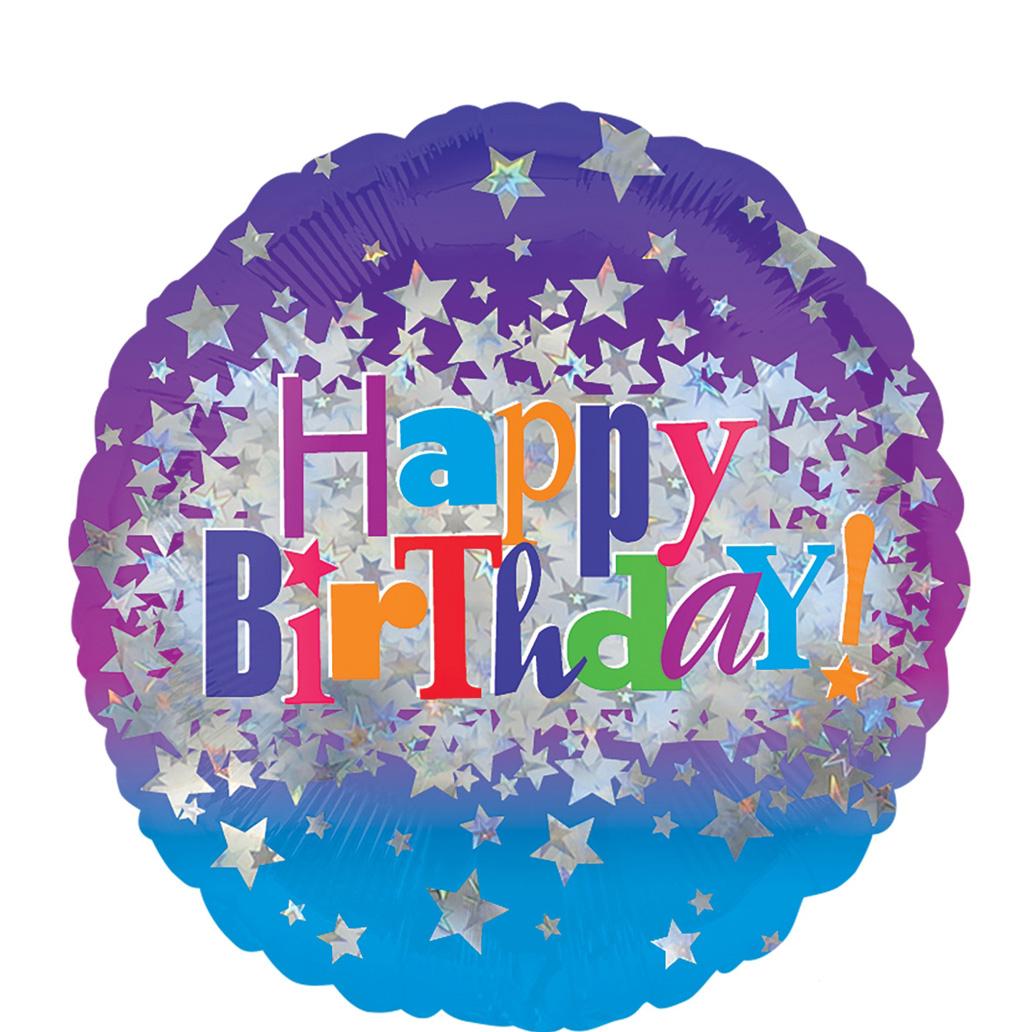 Happy Birthday Bright Stars Foil Balloon 18in Balloons & Streamers - Party Centre