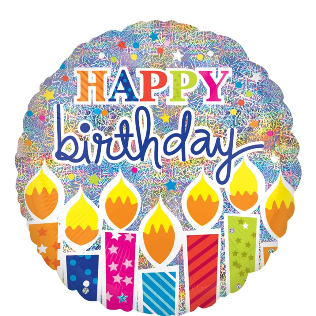 Shimmer Birthday Candles Jumbo Holographic Balloon 32in Balloons & Streamers - Party Centre