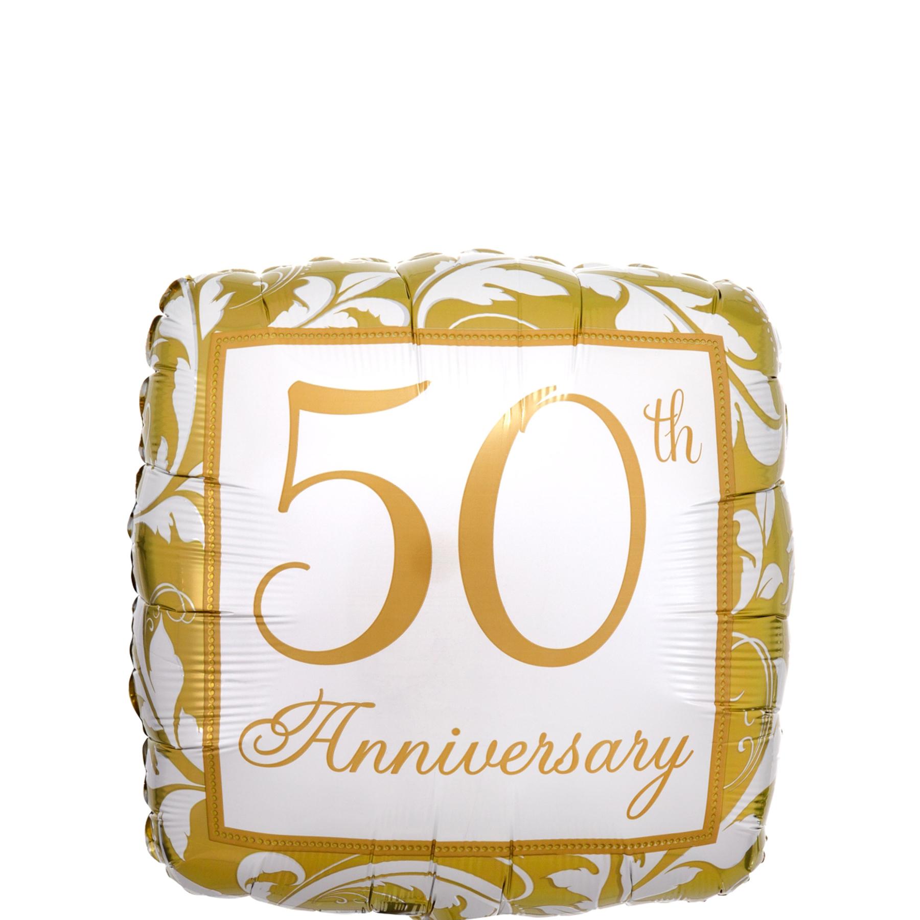 50th Anniversary Gold Elegant Square Balloon 45cm Balloons & Streamers - Party Centre