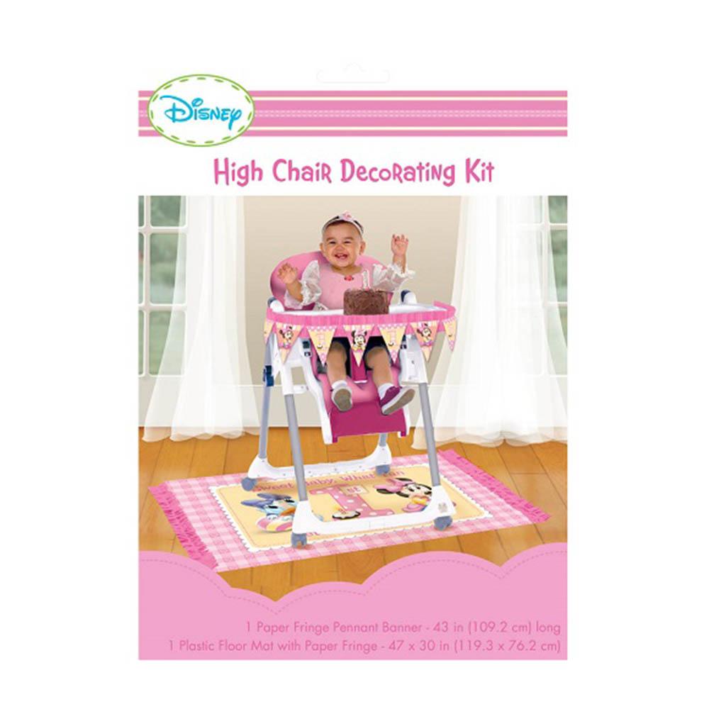 Minnie Mouse 1st Birthday High Chair Decorating Kit Decorations - Party Centre
