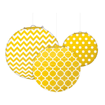 Yellow Sunshine Round Printed Paper Lantern 24cm