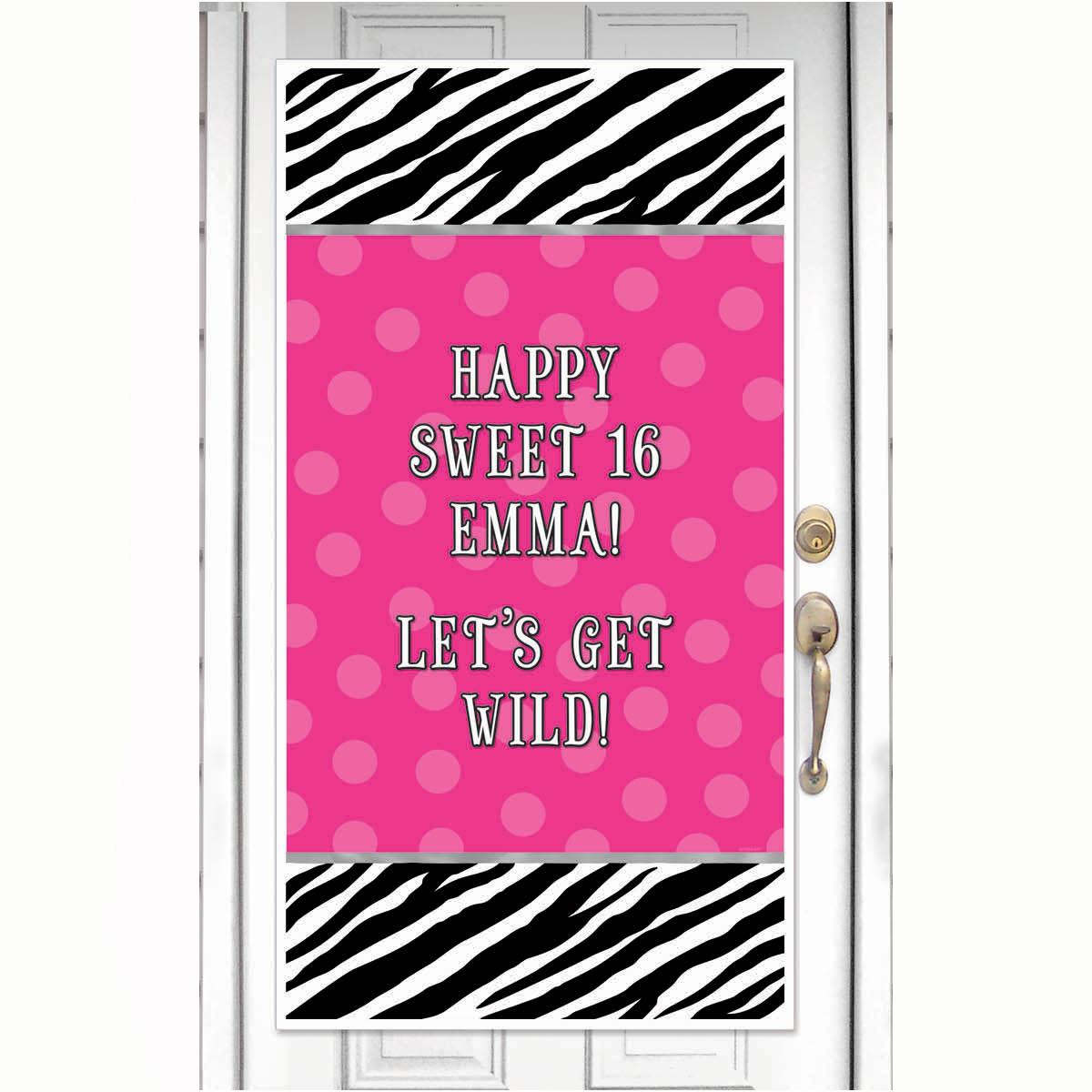 Zebra Party Personalized Door Decoration 65 x 33in Decorations - Party Centre