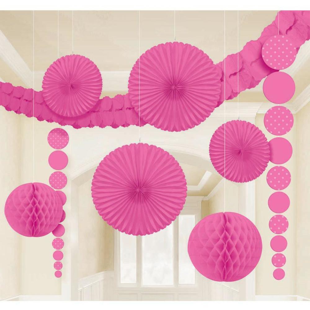 Bright Pink Dot Decorating Kit 9pcs Decorations - Party Centre