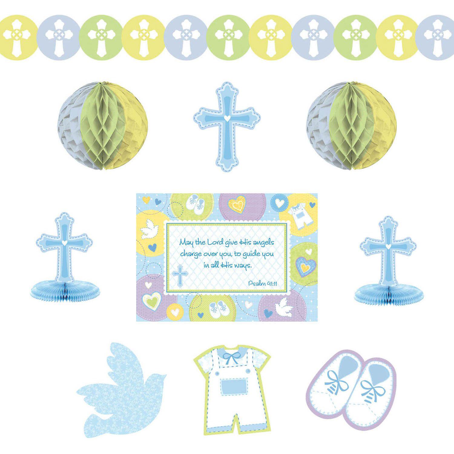 Sweet Christening Blue Decorating Kit Decorations - Party Centre