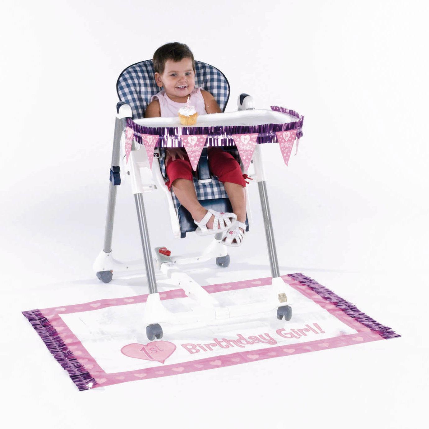 Girl's 1st Birthday Chair Decorating Kit 2pcs